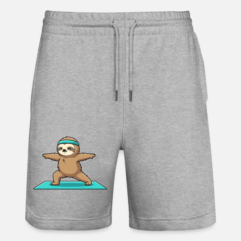 Yoga : Posture de guerrier d’animal paresseux - Short de jogging bio TRAINER Stanley/Stella unisexe - gris chiné