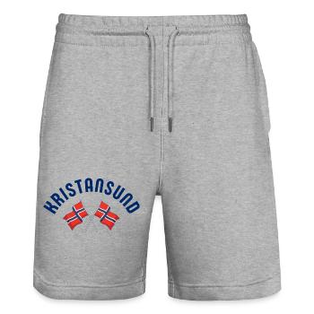 Kristiansund Norway Flags Emblem - Stanley/Stella Trainer Unisex Organic Jogging Shorts - heather grey - Front - Nik (191cm) & Marisol (170cm)