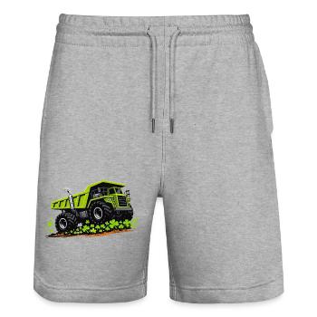 St. Patricks Day Kipper-Baufahrzeug - Stanley/Stella Unisex Bio Joggingshorts Trainer  - Grau meliert - Vorne - Nik (191cm) & Marisol (170cm)