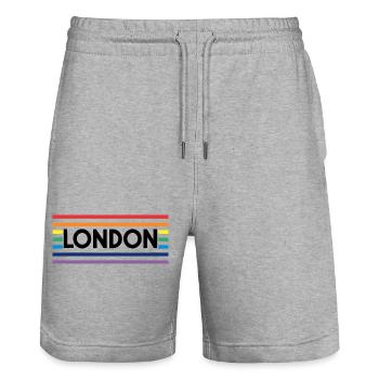 LONDON Urban Rainbow - Stanley/Stella Trainer Unisex Organic Jogging Shorts - heather grey - Front - Nik (191cm) & Marisol (170cm)