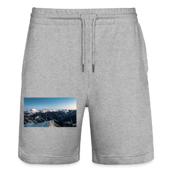 The Alpen Glow on the Peaks of Agrafa. - Stanley/Stella Trainer Unisex Organic Jogging Shorts - heather grey - Front - Nik (191cm) & Marisol (170cm)