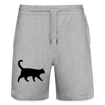 Katze - Stanley/Stella Unisex Bio Joggingshorts Trainer  - Grau meliert - Vorne - Nik (191cm) & Marisol (170cm)