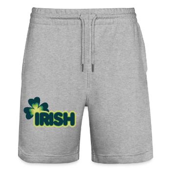 Retro Shamrock Glow - Stanley/Stella Trainer Unisex Organic Jogging Shorts - heather grey - Front - Nik (191cm) & Marisol (170cm)