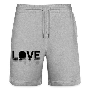 Love in dots on black background - Stanley/Stella Trainer Unisex Organic Jogging Shorts - heather grey - Front - Nik (191cm) & Marisol (170cm)