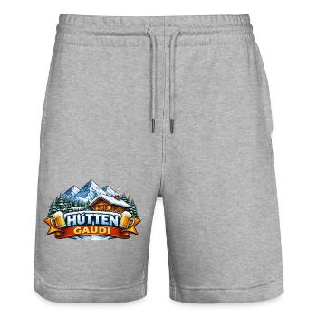 Hüttengaudi Holzhaus Winterland - Stanley/Stella Unisex Bio Joggingshorts Trainer  - Grau meliert - Vorne - Nik (191cm) & Marisol (170cm)