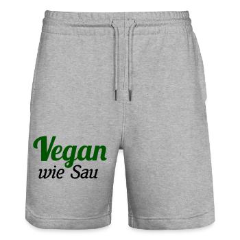 vegan as hell - Stanley/Stella Trainer Unisex Organic Jogging Shorts - heather grey - Front - Nik (191cm) & Marisol (170cm)