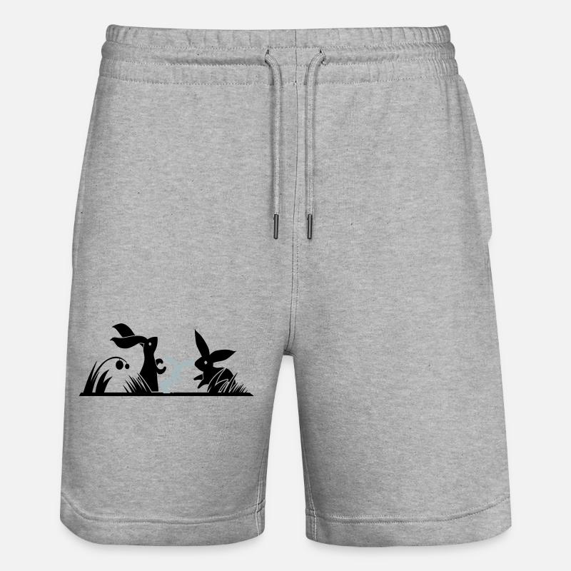 Trois lapins dans une prairie - Short de jogging bio TRAINER Stanley/Stella unisexe - gris chiné