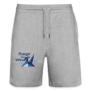 Race the Wind – Segeln Regatta Skipper Spruch - Stanley/Stella Unisex Bio Joggingshorts Trainer  - Grau meliert - Vorne - Nik (191cm) & Marisol (170cm)