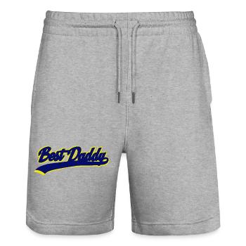 Beste Daddy Retro Sport Typografie - Stanley/Stella Unisex Bio Joggingshorts Trainer  - Grau meliert - Vorne - Nik (191cm) & Marisol (170cm)