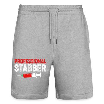 Phlebotomist Pflege Pfleger Pflegerin Blutentnahme - Stanley/Stella Unisex Bio Joggingshorts Trainer  - Grau meliert - Vorne - Nik (191cm) & Marisol (170cm)
