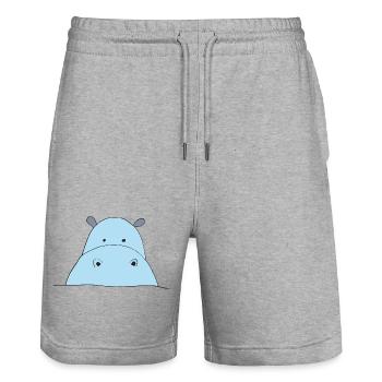 Hippopotame bleu Attirant l’œil - Short de jogging bio TRAINER Stanley/Stella unisexe - gris chiné - Devant - Nik (191cm) & Marisol (170cm)