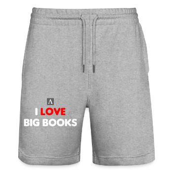 J’ADORE LES GRANDS LIVRES - adakia - Short de jogging bio TRAINER Stanley/Stella unisexe - gris chiné - Devant - Nik (191cm) & Marisol (170cm)