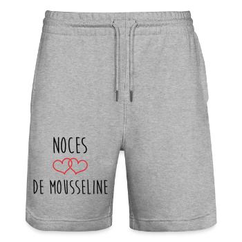 36th wedding anniversary (muslin anniversary) - Stanley/Stella Trainer Unisex Organic Jogging Shorts - heather grey - Front - Nik (191cm) & Marisol (170cm)