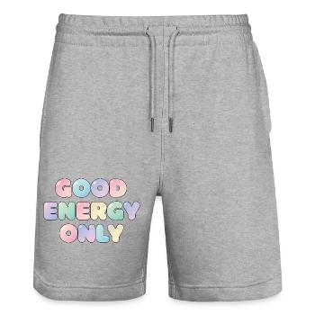 Good Energy Only Pastell Design - Stanley/Stella Unisex Bio Joggingshorts Trainer  - Grau meliert - Vorne - Nik (191cm) & Marisol (170cm)
