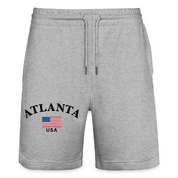 Atlanta, USA - Stanley/Stella Unisex Bio Joggingshorts Trainer  - Grau meliert - Vorne - Nik (191cm) & Marisol (170cm)