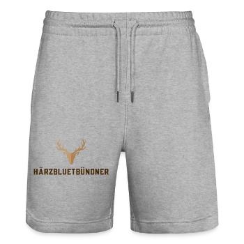 Härzbluetbündner - Stanley/Stella Unisex Bio Joggingshorts Trainer  - Grau meliert - Vorne - Nik (191cm) & Marisol (170cm)