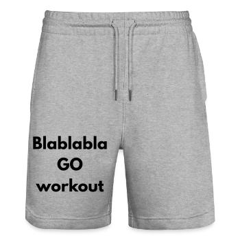 BLABLABLA go workout - Stanley/Stella Trainer Unisex Organic Jogging Shorts - heather grey - Front - Nik (191cm) & Marisol (170cm)