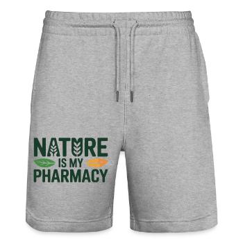 Naturopath Nature Is My Pharmacy Professional - Stanley/Stella Trainer Unisex Organic Jogging Shorts - heather grey - Front - Nik (191cm) & Marisol (170cm)