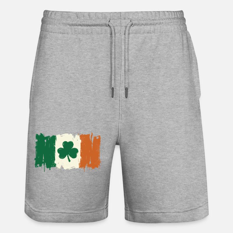 Drapeau irlandais en trèfle brossé - Short de jogging bio TRAINER Stanley/Stella unisexe - gris chiné