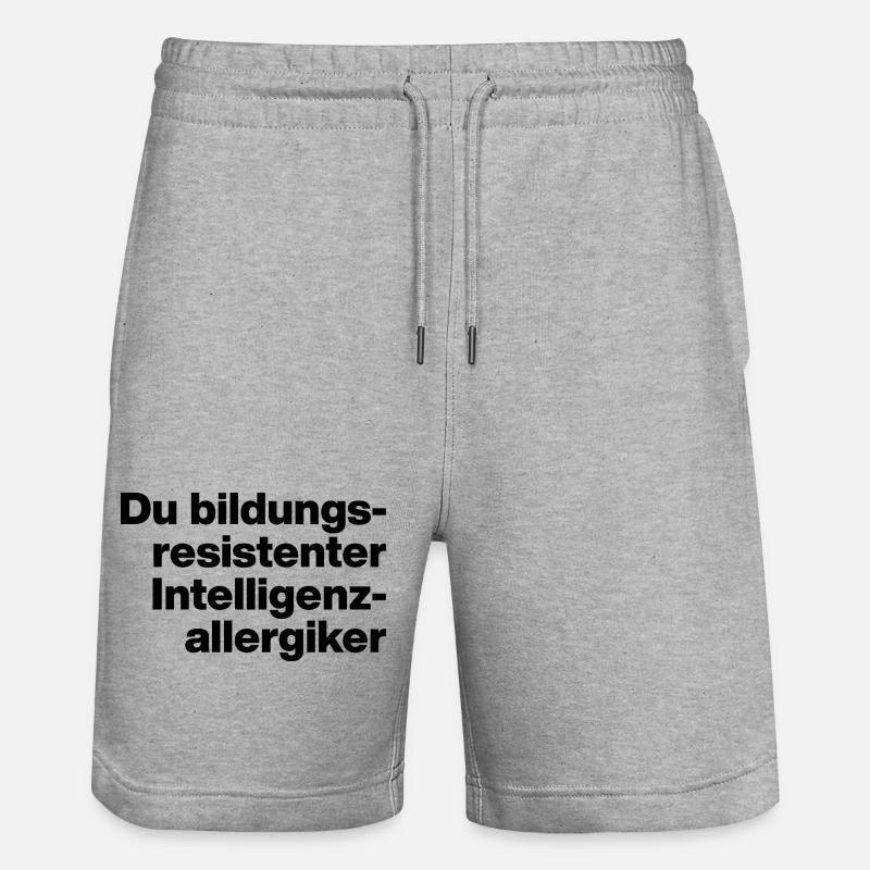 DU BILDUNGSRESISTENTER INTELLIGENZ-ALLERGIKER. - Stanley/Stella Unisex Bio Joggingshorts Trainer  - Grau meliert