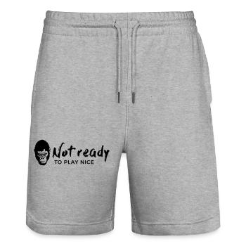 Guerrilla Girl – not ready to play nice - Stanley/Stella Unisex Bio Joggingshorts Trainer  - Grau meliert - Vorne - Nik (191cm) & Marisol (170cm)