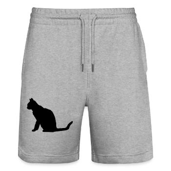 Katze - Stanley/Stella Unisex Bio Joggingshorts Trainer  - Grau meliert - Vorne - Nik (191cm) & Marisol (170cm)