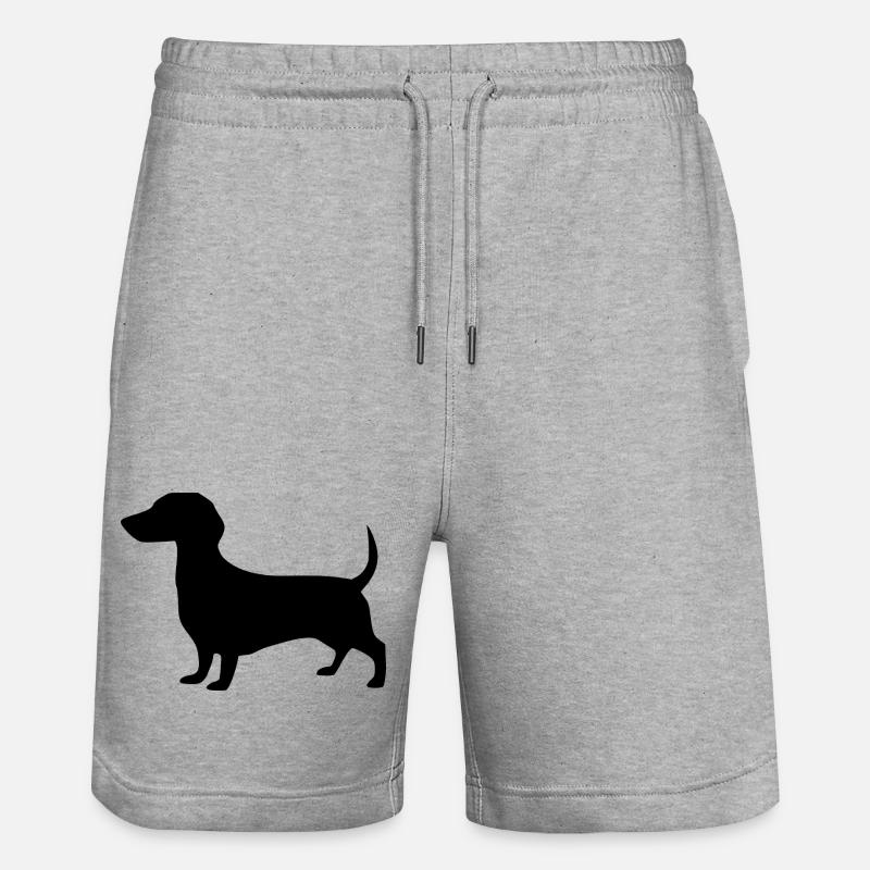 Dachshund Chien Cadeau Amant du teckel - Short de jogging bio TRAINER Stanley/Stella unisexe - gris chiné
