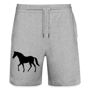 Cheval Silhouettes Cavalier Cadeau Noir - Short de jogging bio TRAINER Stanley/Stella unisexe - gris chiné - Devant - Nik (191cm) & Marisol (170cm)