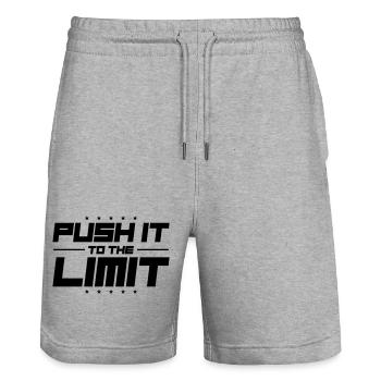 Push It To The Limit - Stanley/Stella Trainer Unisex Organic Jogging Shorts - heather grey - Front - Nik (191cm) & Marisol (170cm)