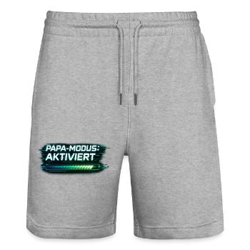 Mode Papa activé – Cadeau pour Papa - Short de jogging bio TRAINER Stanley/Stella unisexe - gris chiné - Devant - Nik (191cm) & Marisol (170cm)