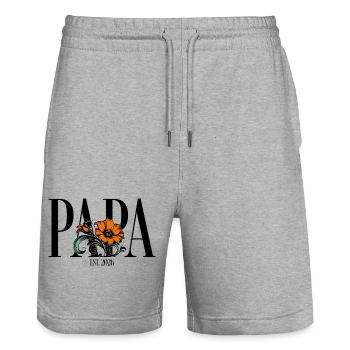 Papa – Vintage Blumen Design Geschenkidee - Stanley/Stella Unisex Bio Joggingshorts Trainer  - Grau meliert - Vorne - Nik (191cm) & Marisol (170cm)