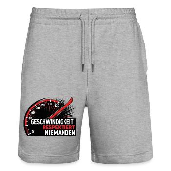 Geschwindigkeit – Auto T-Shirt - Stanley/Stella Unisex Bio Joggingshorts Trainer  - Grau meliert - Vorne - Nik (191cm) & Marisol (170cm)