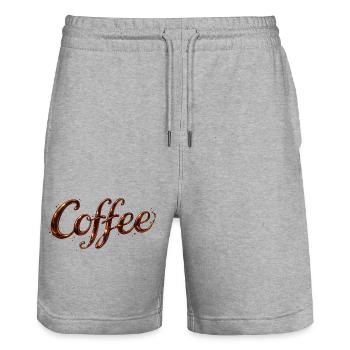 Lettrage de café Illustration de café - Short de jogging bio TRAINER Stanley/Stella unisexe - gris chiné - Devant - Nik (191cm) & Marisol (170cm)