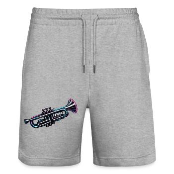 Moderne Neon Trompete Musiker Design - Stanley/Stella Unisex Bio Joggingshorts Trainer  - Grau meliert - Vorne - Nik (191cm) & Marisol (170cm)