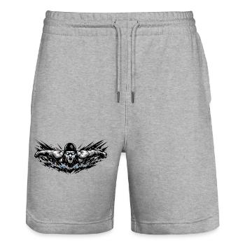 Nageurs dans un motif de sport de puissance nautique - Short de jogging bio TRAINER Stanley/Stella unisexe - gris chiné - Devant - Nik (191cm) & Marisol (170cm)