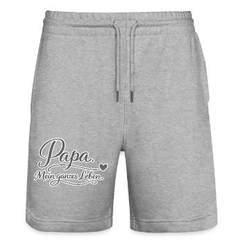 Papa, Toute ma vie, cadeau, amour - Short de jogging bio TRAINER Stanley/Stella unisexe - gris chiné - Devant - Nik (191cm) & Marisol (170cm)
