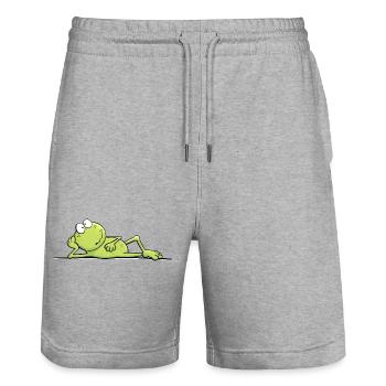 Kiss Me Fairy Tale Frog Cool Frog - Stanley/Stella Trainer Unisex Organic Jogging Shorts - heather grey - Front - Nik (191cm) & Marisol (170cm)