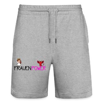 Frauenpower - Stanley/Stella Unisex Bio Joggingshorts Trainer  - Grau meliert - Vorne - Nik (191cm) & Marisol (170cm)