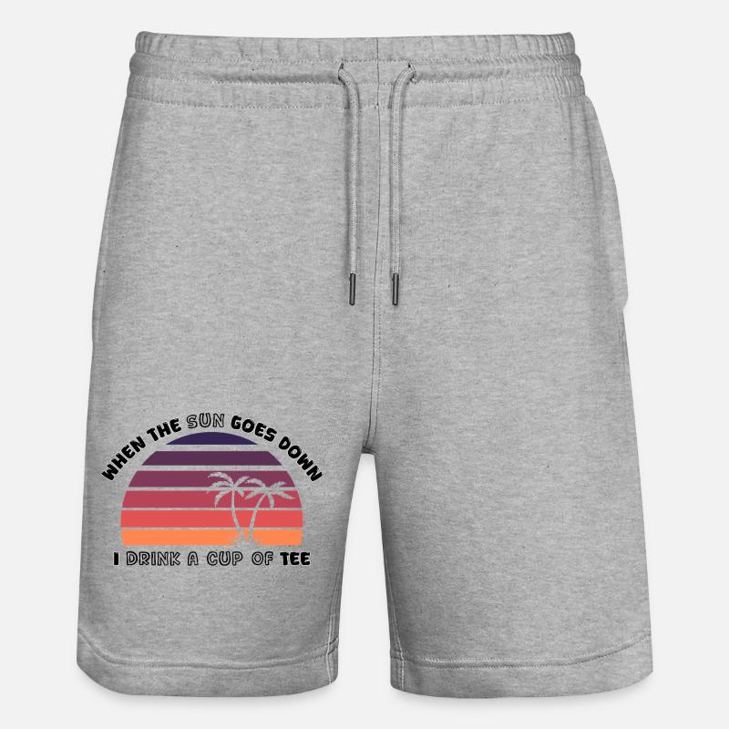T-shirt rétro Sunset Palm Trees - Design - Short de jogging bio TRAINER Stanley/Stella unisexe - gris chiné