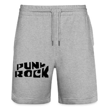 Punk Rock Bold Typography - Stanley/Stella Trainer Unisex Organic Jogging Shorts - heather grey - Front - Nik (191cm) & Marisol (170cm)