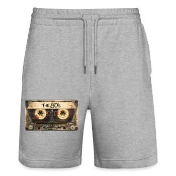 The 80’s Retro 1980s Music Nostalgia - Stanley/Stella Trainer Unisex Organic Jogging Shorts - heather grey - Front - Nik (191cm) & Marisol (170cm)