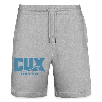 Cux Haven Coastal Wave for Cuxhaven Fans - Stanley/Stella Trainer Unisex Organic Jogging Shorts - heather grey - Front - Nik (191cm) & Marisol (170cm)
