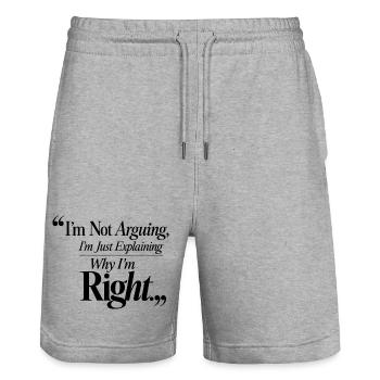 Ich diskutiere nicht ich habe Recht lustig - Stanley/Stella Unisex Bio Joggingshorts Trainer  - Grau meliert - Vorne - Nik (191cm) & Marisol (170cm)