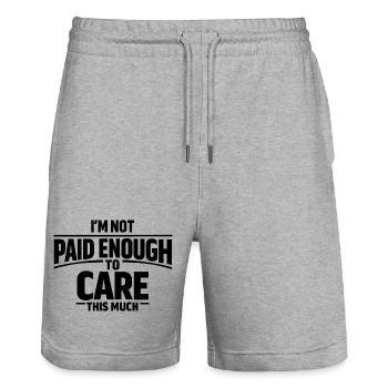 I don't care middle finger statement - Stanley/Stella Trainer Unisex Organic Jogging Shorts - heather grey - Front - Nik (191cm) & Marisol (170cm)