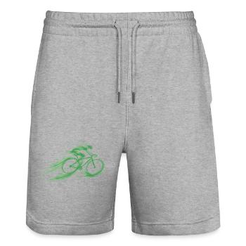 cyclist fast green Fahrrad  - Stanley/Stella Unisex Bio Joggingshorts Trainer  - Grau meliert - Vorne - Nik (191cm) & Marisol (170cm)