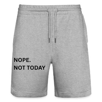 Nope. Nicht Heute Typo-Print - Stanley/Stella Unisex Bio Joggingshorts Trainer  - Grau meliert - Vorne - Nik (191cm) & Marisol (170cm)