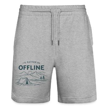 I'd rather be offline | Camping Outdoor - Stanley/Stella Unisex Bio Joggingshorts Trainer  - Grau meliert - Vorne - Nik (191cm) & Marisol (170cm)