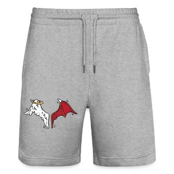 Angels & Devils - Stanley/Stella Trainer Unisex Organic Jogging Shorts - heather grey - Front - Nik (191cm) & Marisol (170cm)