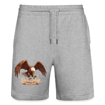 Adler im Sturz - Stanley/Stella Unisex Bio Joggingshorts Trainer  - Grau meliert - Vorne - Nik (191cm) & Marisol (170cm)