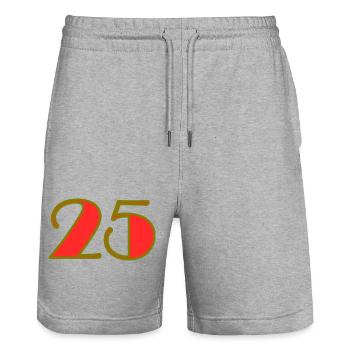25. 25 YEARS. 25th ANNIVERSARY. 25 YEARS ANNIVERSARY. - Stanley/Stella Trainer Unisex Organic Jogging Shorts - heather grey - Front - Nik (191cm) & Marisol (170cm)